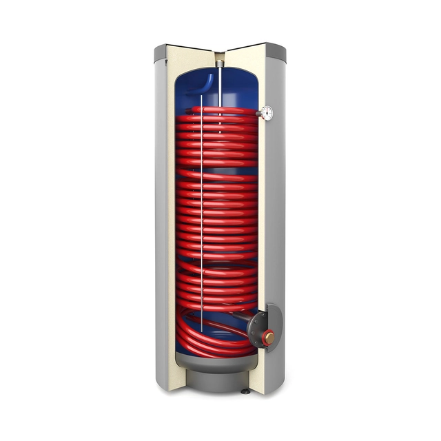 Hot utility water exchanger with a spiral coil, standing SGW(S) Tower Grand 160L, polyurethane, artificial leather, coil with an area of 1,4 m