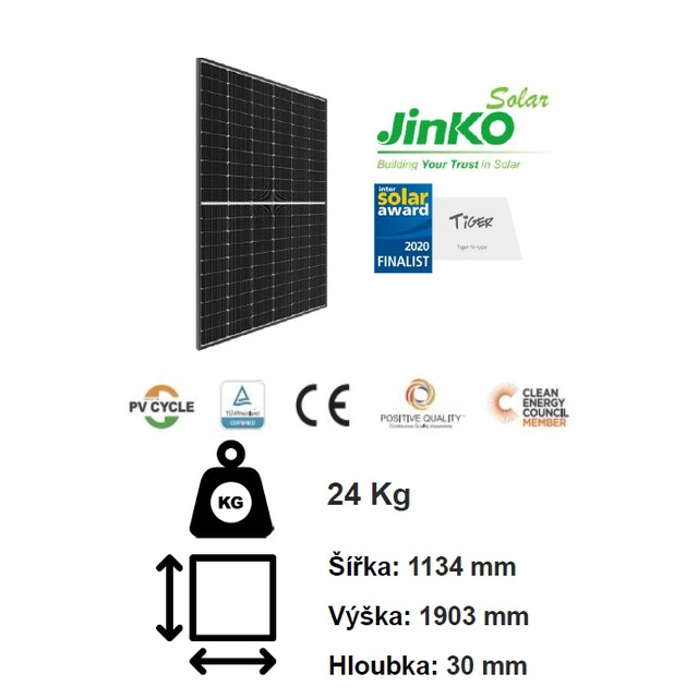 Photovoltaic solar panel JINKO 460W black frame, palette - 36ks
