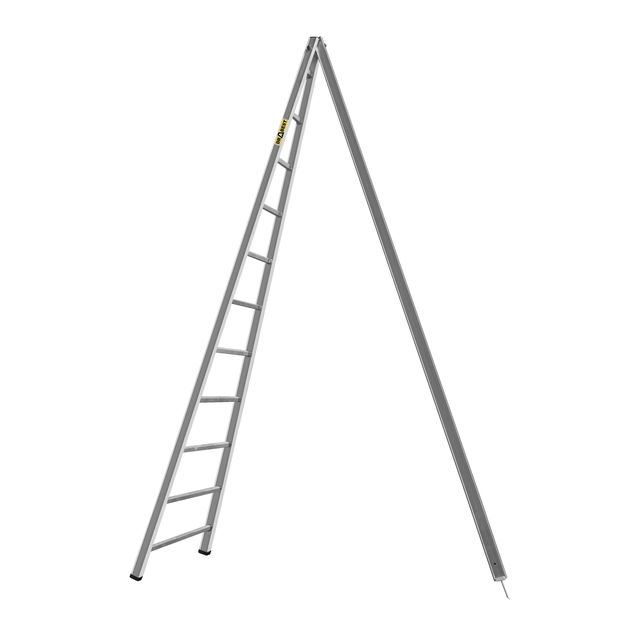 Triangular aluminum garden ladder with 11 rungs of 150 kg