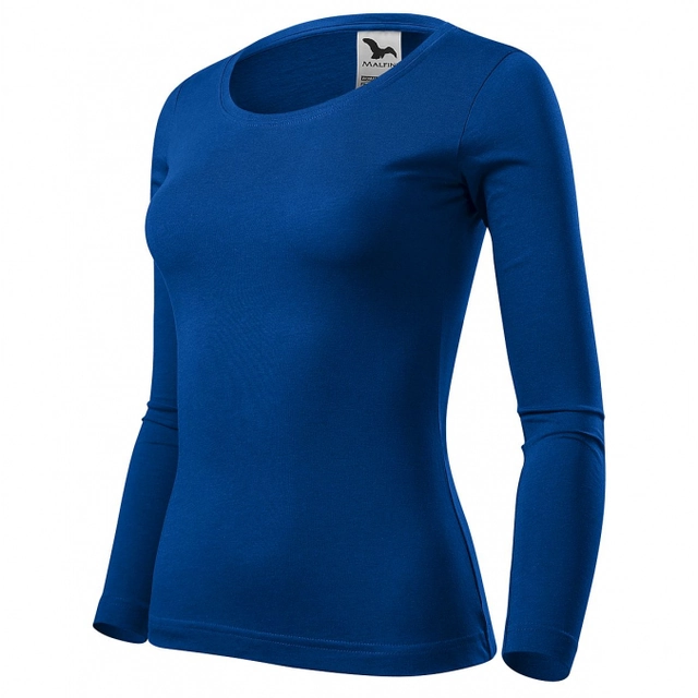 Malfini Fit-T shirt 160 100 % cotton long sleeve women&#39;s round neck slightly fitted royal blue