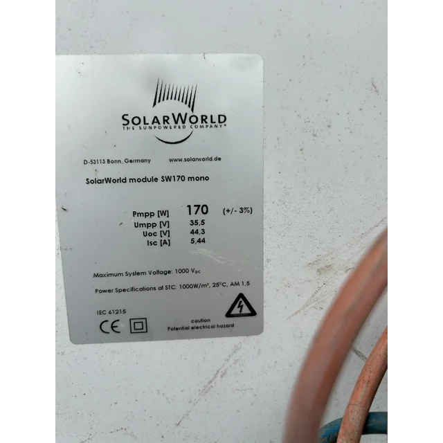 Solar module; PV module; Solar World SW 170 mono