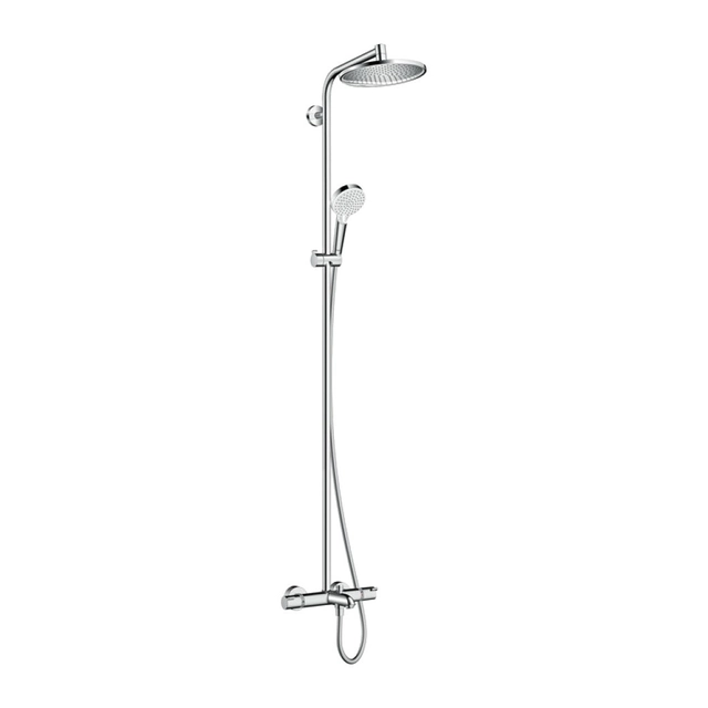 Hansgrohe Crometta S 240 1jet Showerpipe - shower system with thermostat for bathtub, white-chrome 27320000