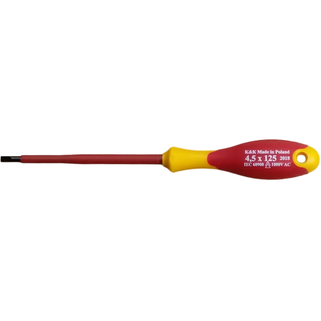 SCREWDRIVE, INSULATED SCREWDRIVE 1000V FOR ELECTRICIANS, FLAT 4.5 x 125