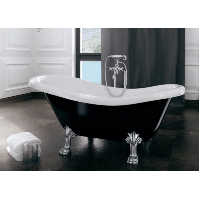 BESCO Otylia bathtub black and white 160x77cm+nogi gold