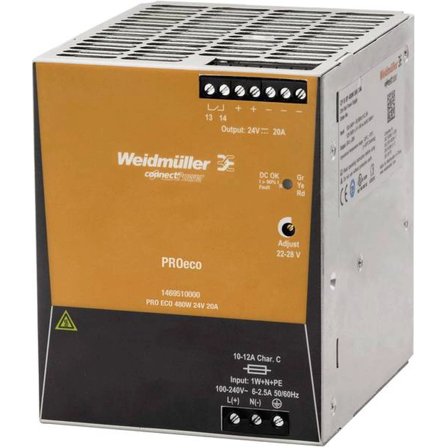 Weidmuller Zasilacz impulsowy 100-240V AC/24V DC 20A 480W PRO ECO 480W 24V 20A