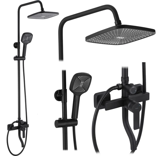 REA ARGUS BLACK MATT BLACK MATT Shower Set