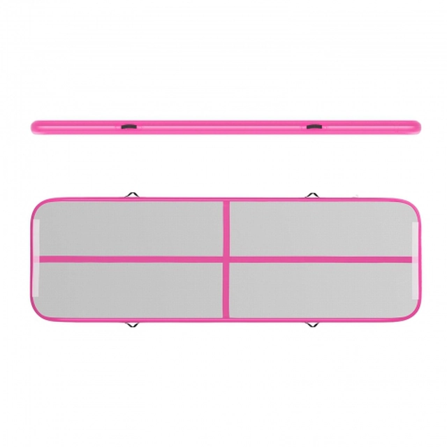 Inflatable gym mat 300 x 100 x 10 cm, pink-gray