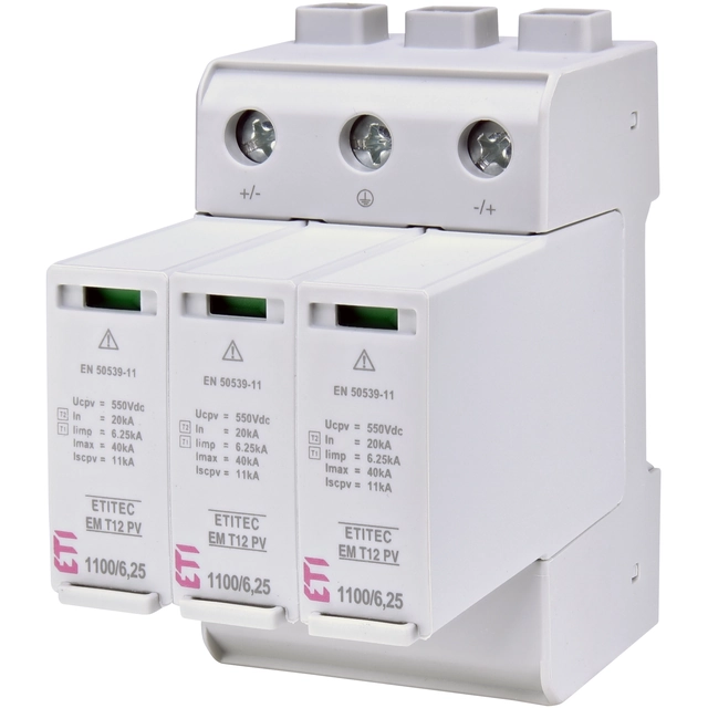 DC OVERVOLTAGE LIMITER 1100V T1+T2 B+C 3P 3M 20/40KA 3.8KV