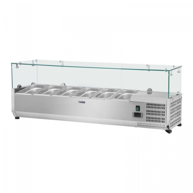 Cooling extension - 140 x 33 cm - 6 x GN 1/4 - ROYAL CATERING glass cover 10010934 RCKV-140/33-6