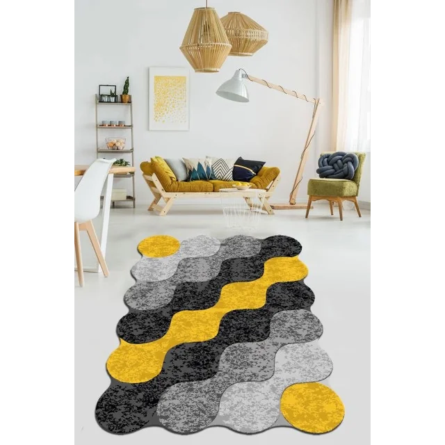 CIRCLE rug, 120 x 180 cm, yellow and black