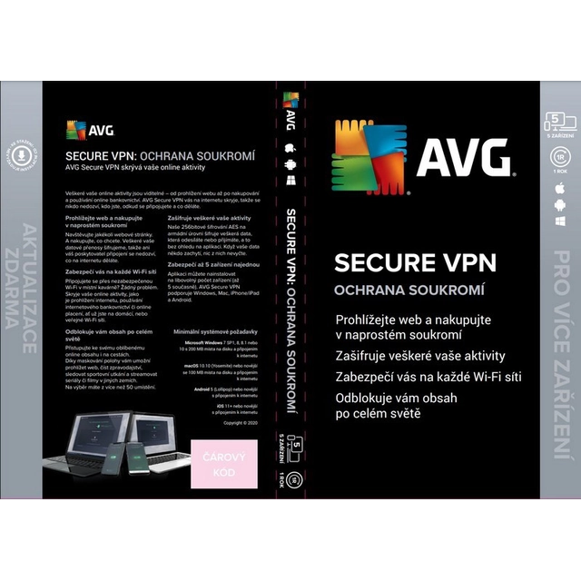 AVG SECURE VPN FOR 5 DEVICES FOR 24 MONTHS - ELECTRONIC LICENSE