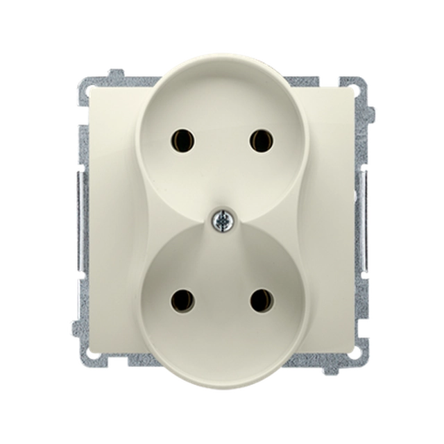 Double socket outlet without earthing (module), 16A, 250V ~, screw terminals; without