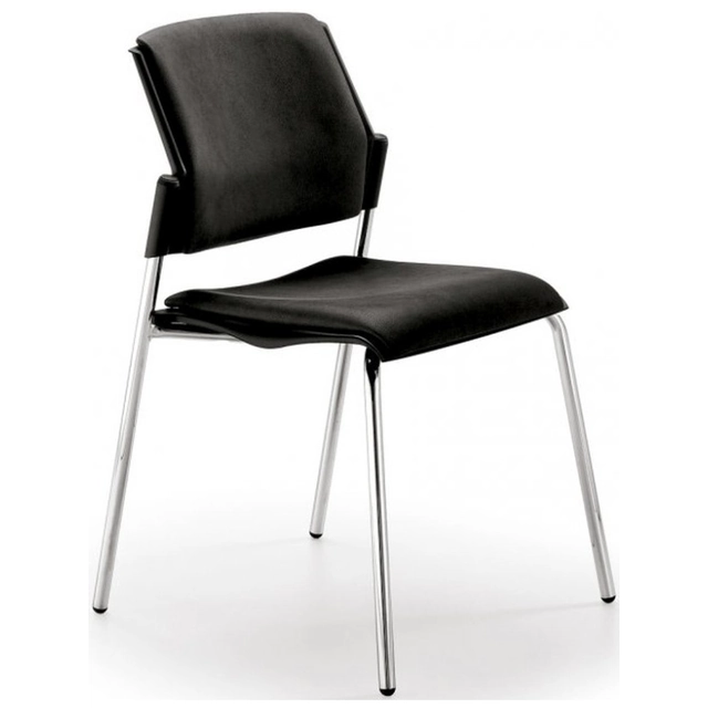 Cinema TN conference chair upholstered plastic seat and backrest black steel frame FO.47 dark blue