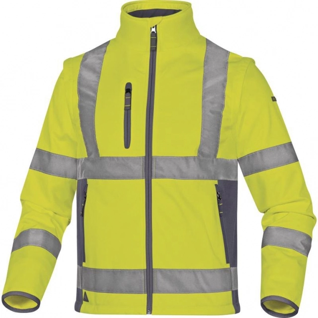 Jacket MOONLIGHT NEW 2 softshell detachable sleeves reflective stripes highly visible yellow / gray
