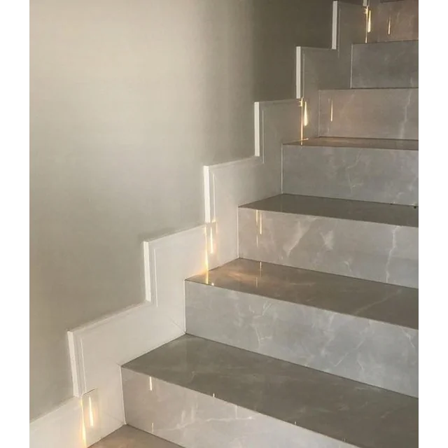 Matte gray tiles for stairs with 100x30 thread, anti-slip like stone