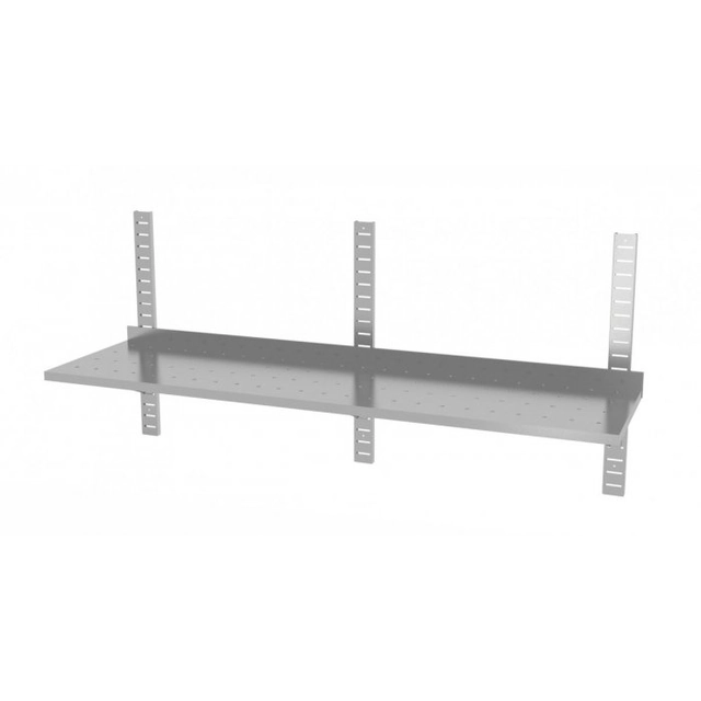 Single, perforated hanging shelf with three consoles 1600 x 400 x 600 mm POLGAST 381164-3-PERF 381164-3-PERF