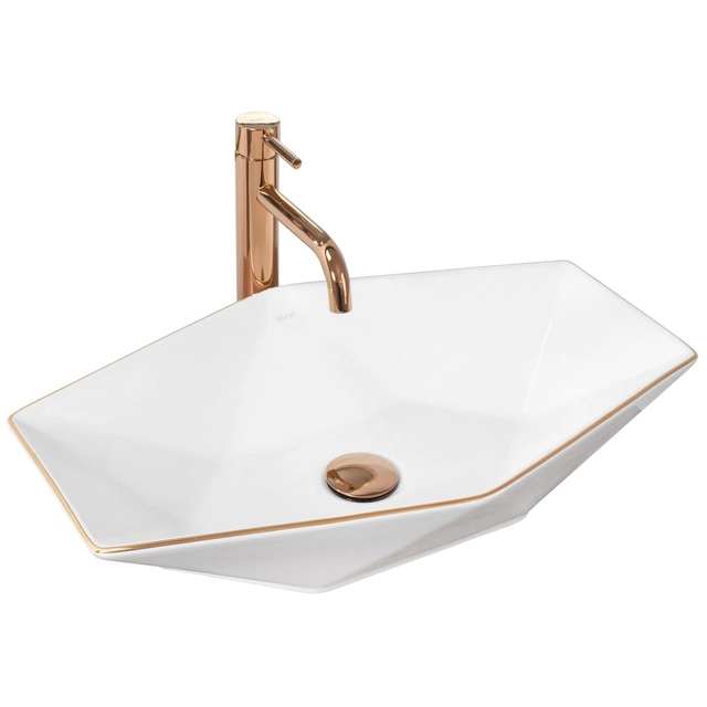 Countertop sink Rea Vegas White Rose Gold Edge