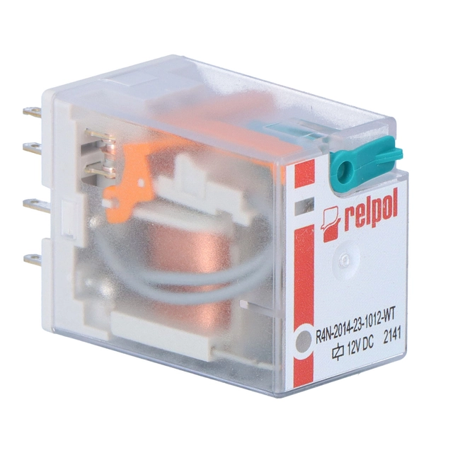 Industrial Relay R4N-2014-23-1012-WT contacts 4P, load max 6A/230VAC, coil 12VDC, WT