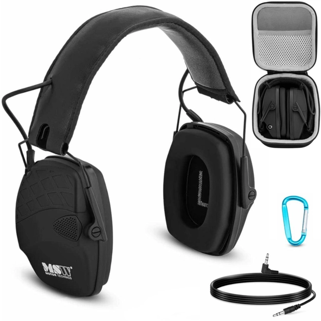 Protective headphones for soundproofing active AUX shooting jammers - black