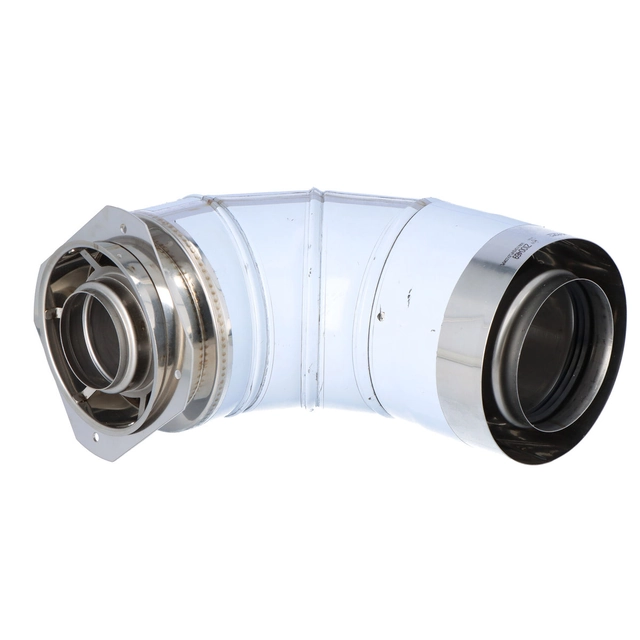 Concentric air-flue elbow 87° DN80/125 with mounting flange