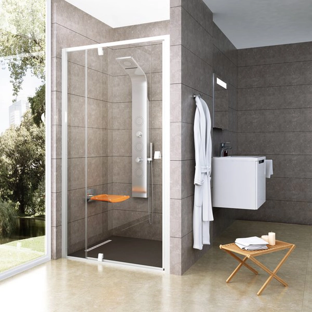 Ravak Pivot hinged shower door, PDOP2-120, white/white+transparent glass