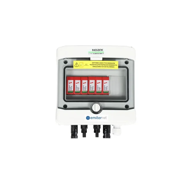 PV switchboard connectionDC hermetic IP65 EMITER with DC surge arrester Dehn 1000V type 2, 2x PV string, 2x MPPT