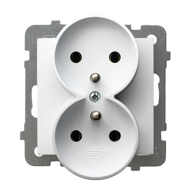 Socket outlet Ospel GP-2GRZ/m/00 AS White Screwed terminal Plastic IP20