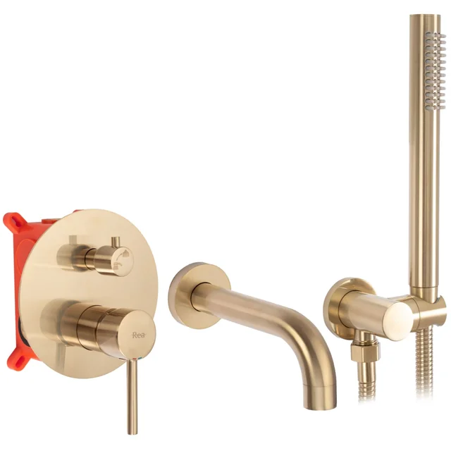 Rea Lungo concealed bathtub faucet, Brushed Gold + Box