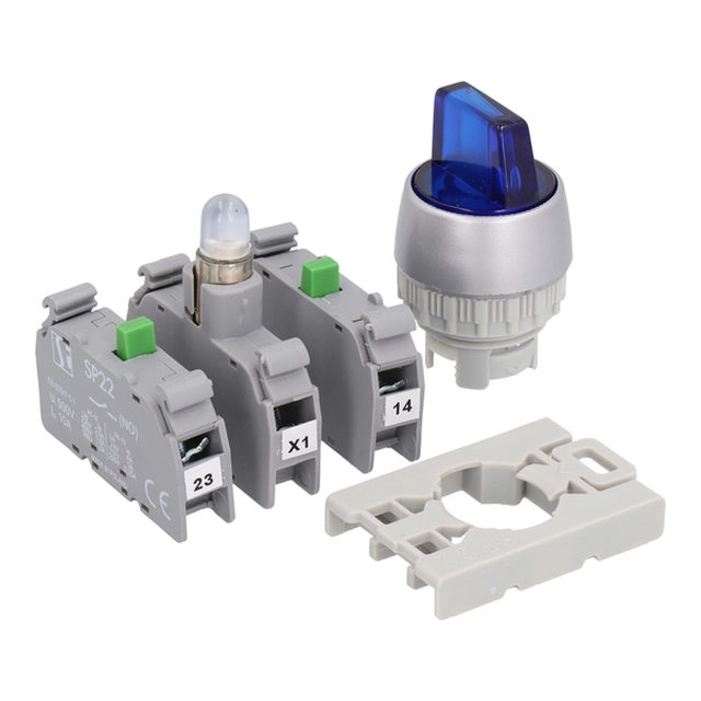 Selector switch, complete Spamel SP22-P3L.N-40-230-LED-AC Toggle Blue IP65 Screw connection Plastic