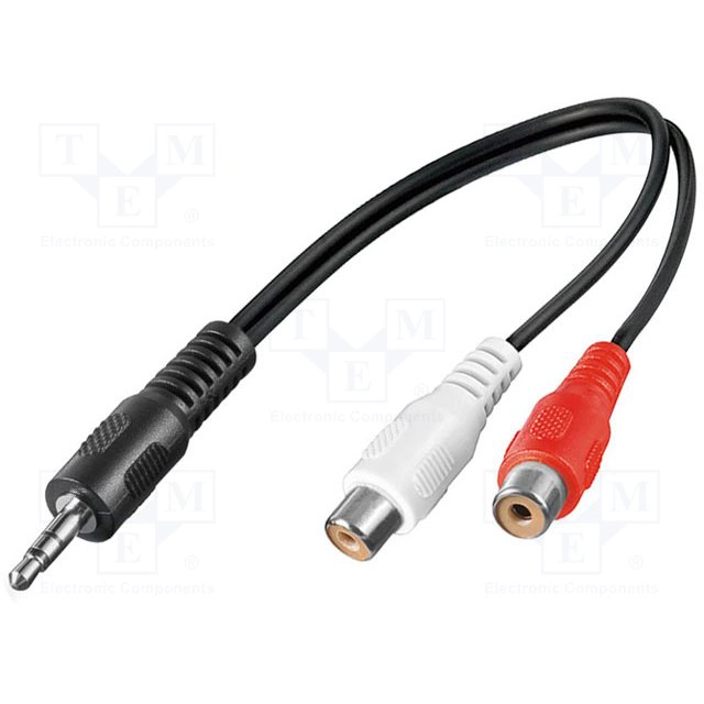 CABLE-406 Cable;Jack 3.5mm plug,RCA socket x2;0.2m;stereo,moulded