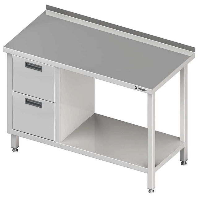 Wall table with two drawer block (L) and shelf 1600x700x850 mm