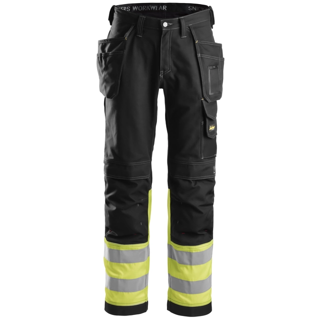 3235 Reflective Trousers with Holster Pockets, EN 20471/1 - 0466 - Black - High Visibility Yellow (1) - Size: 192