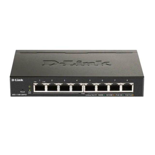 8 portok váltása 16 Gbps D-Link kezeléssel DGS-1100-08V2