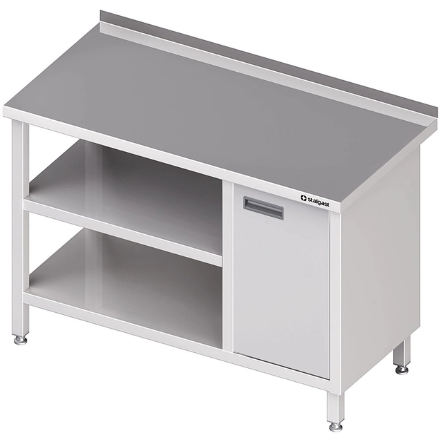 Stainless table with a cabinet (P) and 2 shelves 80x70 | Stalgast