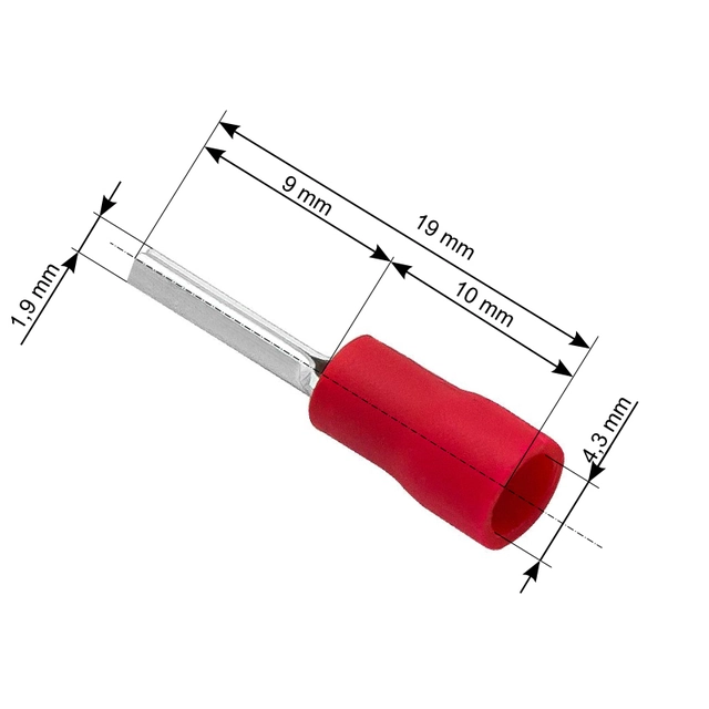 Insulated sleeve connector 1,9/19mm 100 Pcs