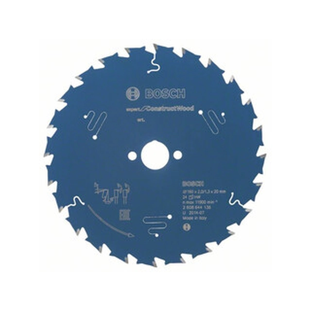 Bosch circular saw blade 160 x 20 mm | number of teeth: 24 db | cutting width: 2 mm