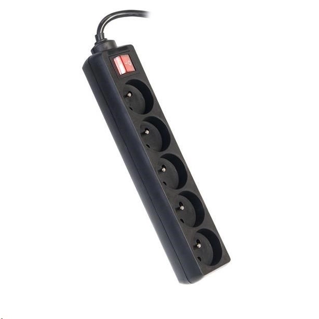 PREMIUMCORD Extension cord 230V 3m 5 sockets + switch, black
