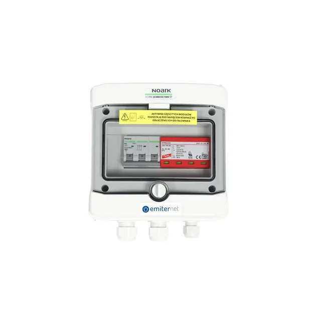 PV switchboard connectionAC hermetic IP65 EMITER with AC Dehn surge arrester type 1+2, 20A 3-F