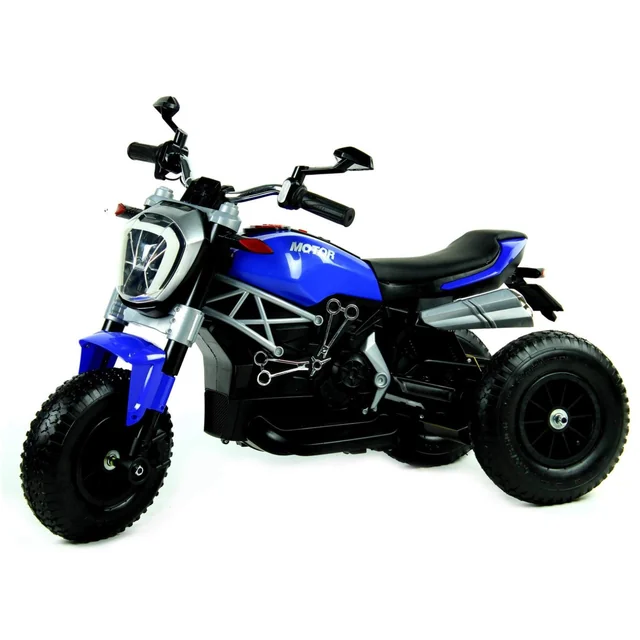 Battery powered motor, pumped wheels, leather shifter, MOTO-L-5-AIR-NIEBIESKI