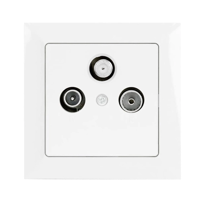 Pass-through satellite "RTV" subscriber socket, with a frame - white