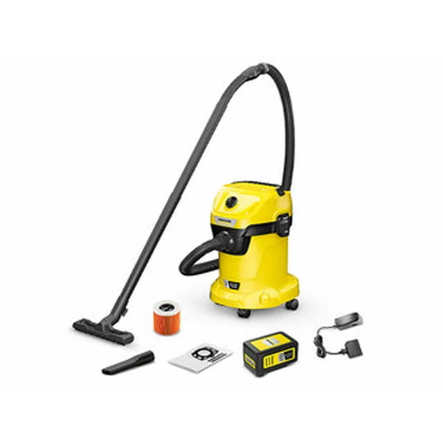 Karcher WD 3-18 cordless vacuum cleaner 18 V | 17 l | L| Carbon brush | 1 x 5 Ah battery + charger