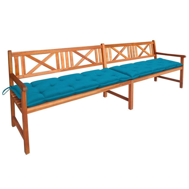Garden bench with cushions, 240 cm, solid acacia wood