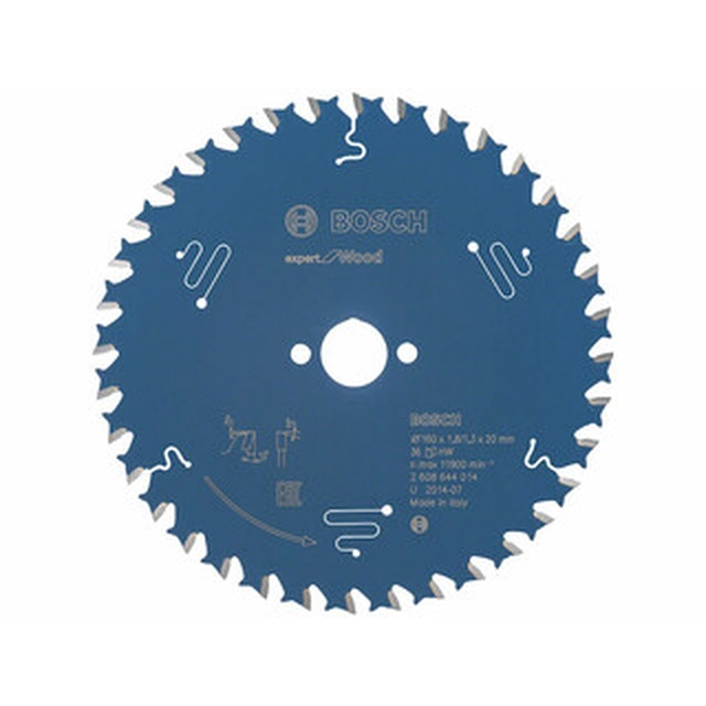 Bosch circular saw blade 160 x 20 mm | number of teeth: 36 db | cutting width: 1,8 mm