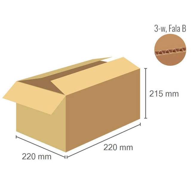Cardboard box 220x220x215 - Flap (Fefco 201) - 3-layer cardboard (3w)