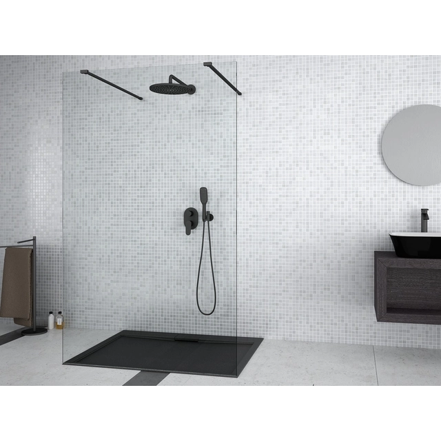 Besco Aveo Due Black Walk-In shower wall 130x195 cm - additional 5% DISCOUNT with code BESCO5