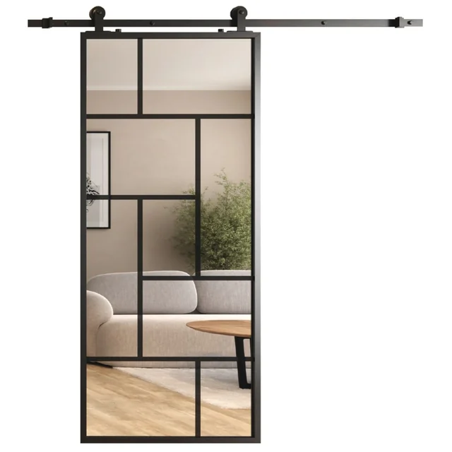 SLIDING ALUMINUM LOFT DOOR 20K MIRROR 3 3mm (TETRIS) 750x2100