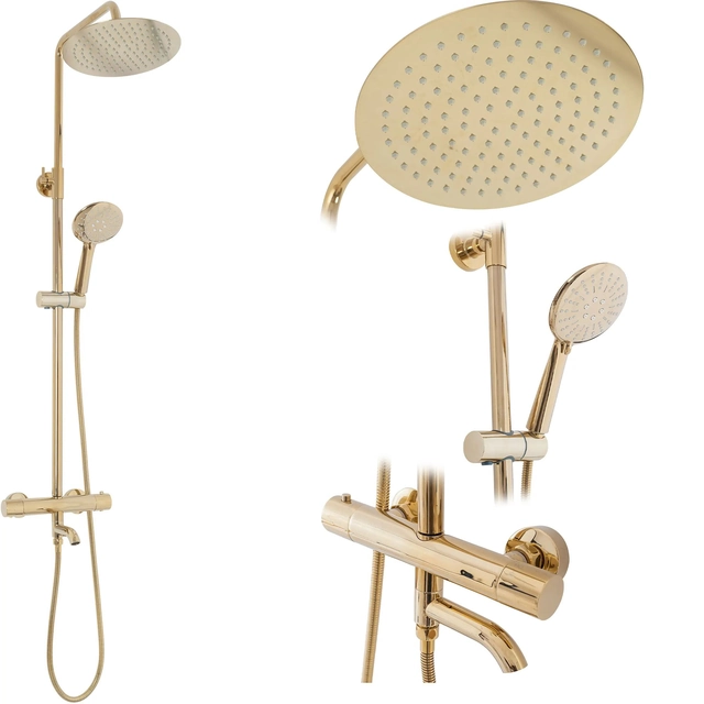 Rea Lungo gold shower set with thermostat