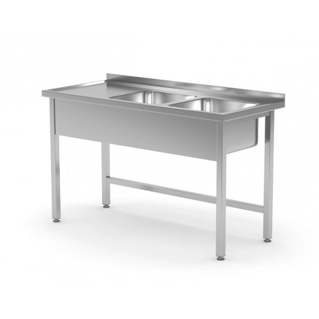 Table with two sinks without shelf - compartments on the right side 1400 x 700 x 850 mm POLGAST 221147-P 221147-P