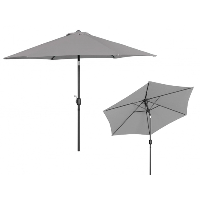 Standing garden umbrella, tilted 270 cm, gray