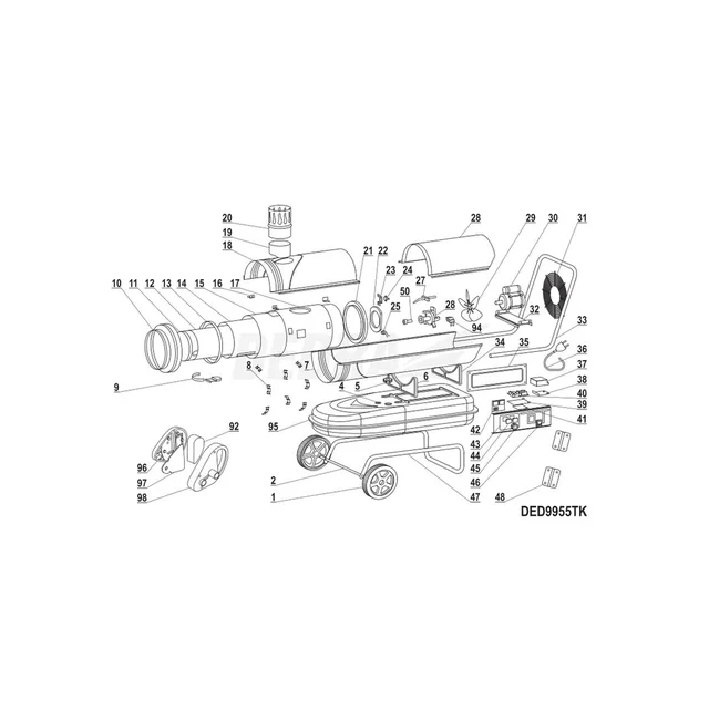 #95 Réservoir de carburant pour réchauffeur d'huile DEDRA DED9955TK - XDED9955TK.95